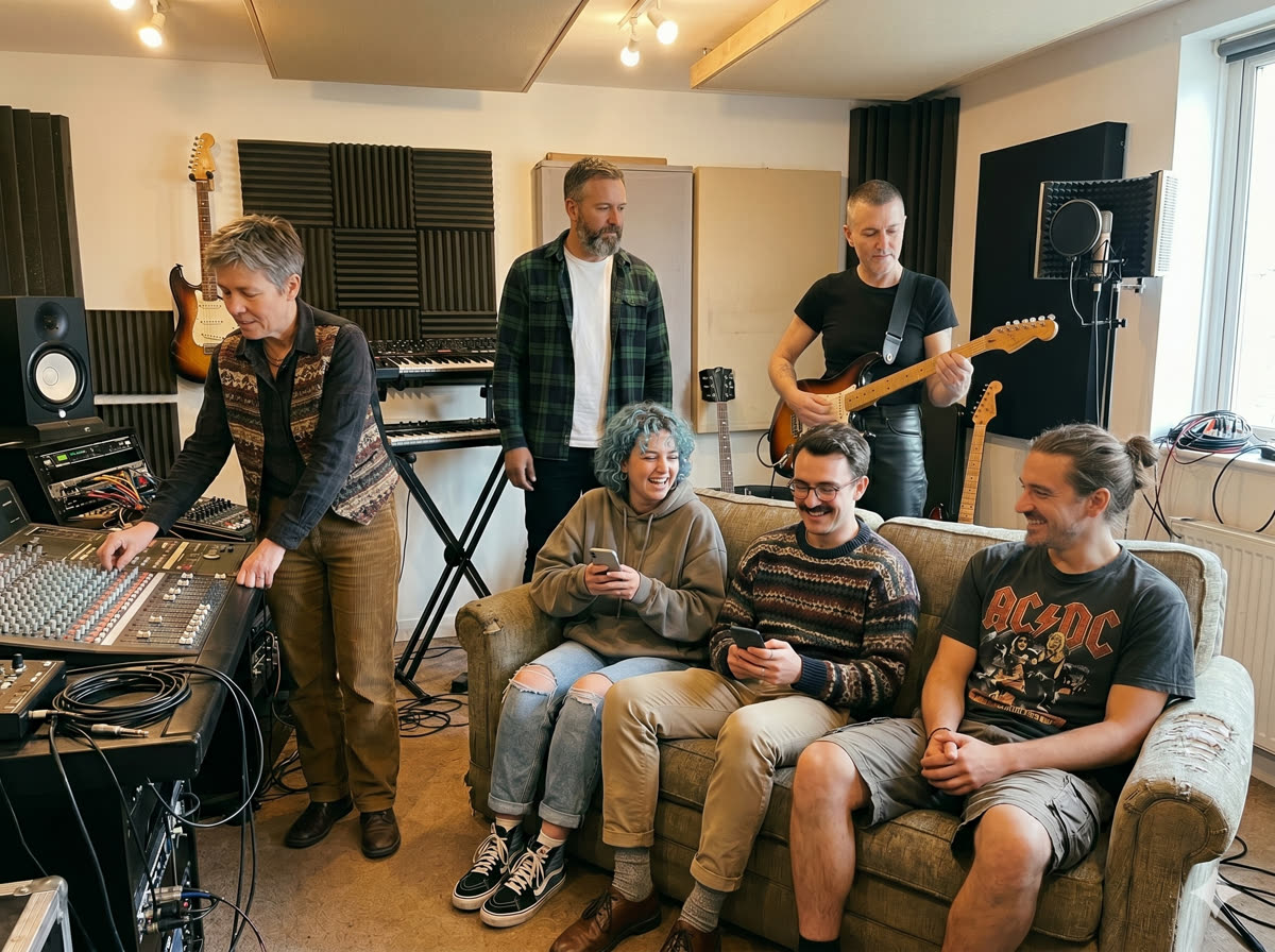 Notre équipe au studio d'enregistrement